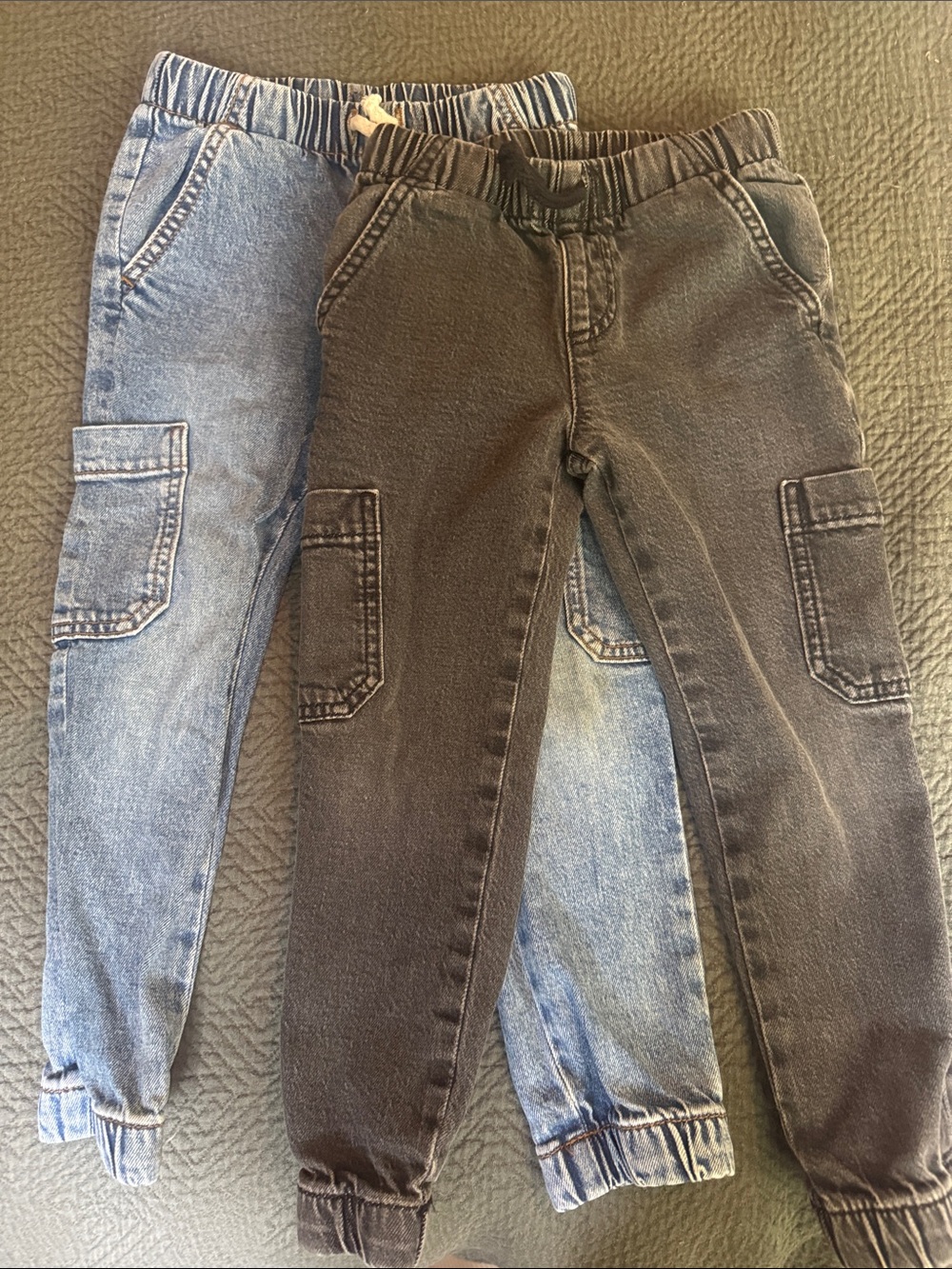 Kids Cargo Joggers Jeans - Black and Light Blue (set of 2)